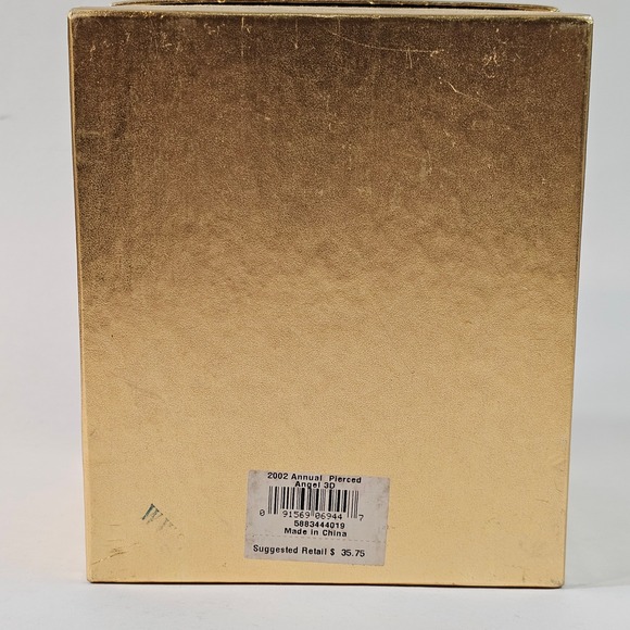 Wedgwood 2002 Annual Pierced Angel Heart Christmas Ornament Gold Ribbon - Picture 6 of 6